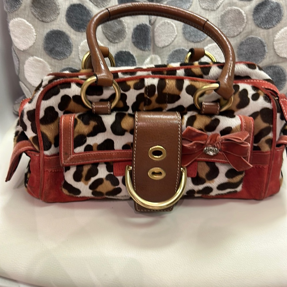 RARE Coach Ocelot Leopard Calf Hair Vintage Satchel Bag Purse Suede 8A34